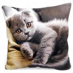 Подушка з принтом "Котик", 30 см