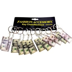 Брелки пластиковые "Деньги доллары" (11 см), 12 брелок