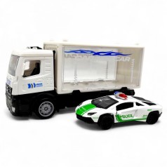 Вантажівка інерц. (Поліція) з метал машинкою (Lamborghini)