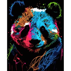 Картина по номерам на черном фоне "Красочная панда" 40х50