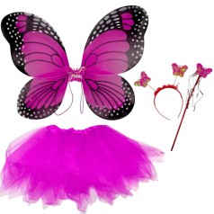 Маскарадний костюм "Крила" з підсвічуванням (45х37см, спідничка, обруч) МАЛИНОВІ
