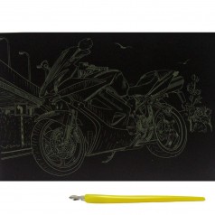Гравюра "Gold Metallic: Мотоцикл Кавасаки" (А5) Эконом