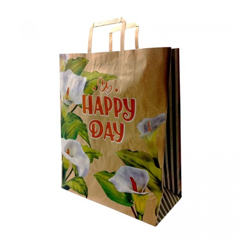 Пакет бумажный с ручками бурый 32х15х38