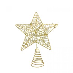 Верхушка для елки звезда золотая 23 см