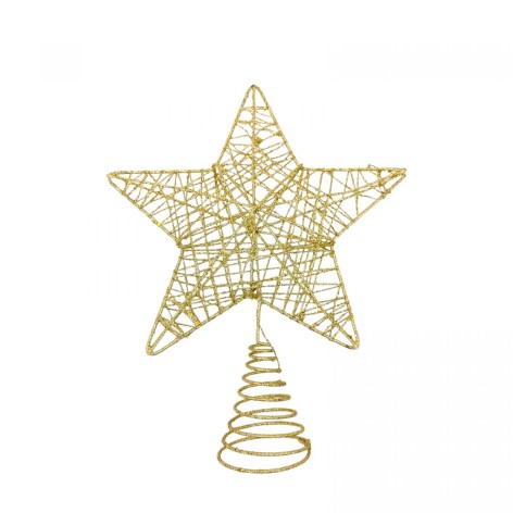 Верхушка для елки звезда золотая 23 см