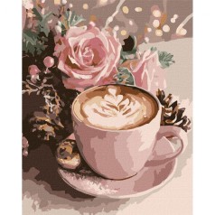 Картина по номерам с красками металлик "Новогоднее капучино" 40х50 см