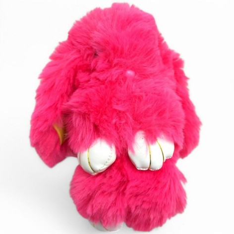 Хутряний брелок "Кролик", полуничний (23 см)