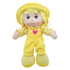 Мягкая кукла "Девочка в комбинезоне", желтая