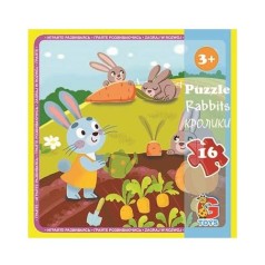 Пазлы "Ферма", (зайки), 16 элементов