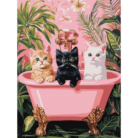 Картина по номерам "Кошки в ванной" 30х40 см Картина по номерам "Кошки в ванной" 30х40 см