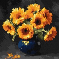 Картина по номерам "Подсолнух в темноте" 40x40см
