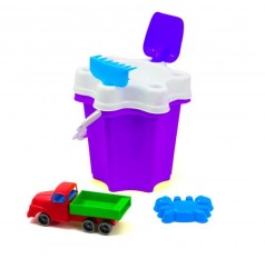 Ведро "Цветочек" с машинкой и песочным набором (фиолетовое)