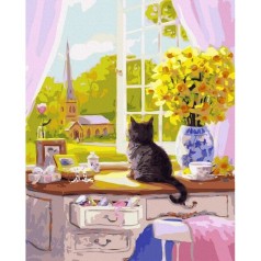 Картина по номерам "Котенок у окна" 40х50 см