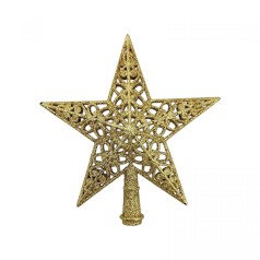 Верхушка для елки звезда золотая нарезная 15 см