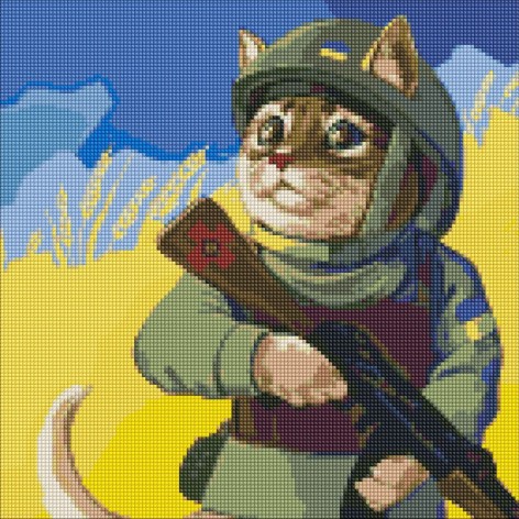 Алмазная мозаика "Котик ВСУ" 40х40см