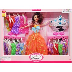 Кукла с гардеробом "Fashion Girls" в оранжевом (вид 1)