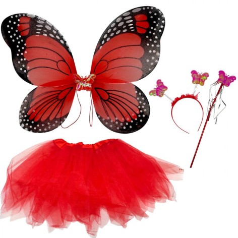 Маскарадний костюм "Крила" з підсвічуванням (45х37см, спідничка, обруч) ЧЕРВОНІ