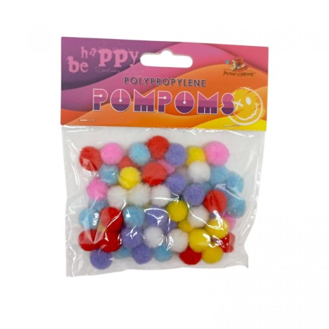 Помпоны полипропиленовые, 1.2см, 5 цветов, 60шт.