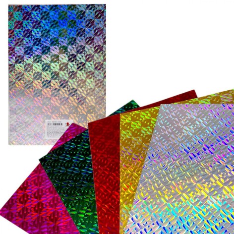 Набор одностороннего цветного голографического картона (21х29,7см), 6 листов
