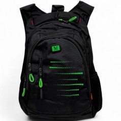 Рюкзак шкільний, 43х30х15 см (ЧОРНИЙ З ЗЕЛЕНИМ)