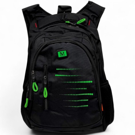 Рюкзак шкільний, 43х30х15 см (ЧОРНИЙ З ЗЕЛЕНИМ)