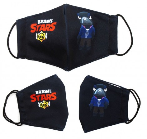 Многоразовая 4-х слойная защитная маска "BRAWL STARS Ворон" размер 3, 7-14 лет