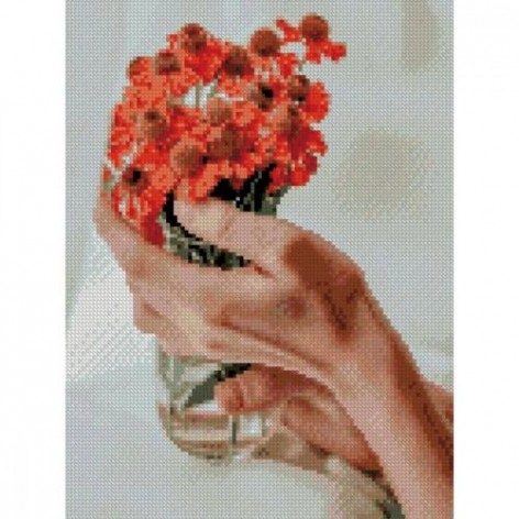 Алмазная мозаика "Цветы в руках"