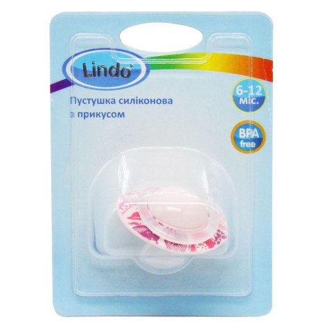 LI 407/6-12 Пустушка силіконова з прикусом (від 6 до 12міс) рожева