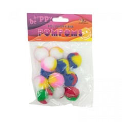 Помпоны полипропиленовые, 3см, 4 цвета, 12шт