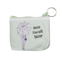 Детский кошелёк  девушка с зонтиком мятный