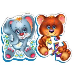 Мягкие беби пазлы "Лесные жители" (2 пазла)