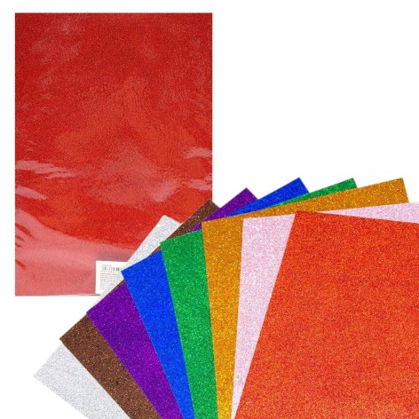 Набор цветной бумаги с глитером (21х29,7см), 8 листов.