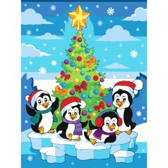 Картина по номерам "Веселые пингвины" 30х40 см