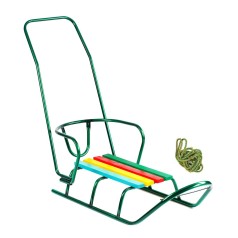 Санки "ЛЮКС КЛАСИК"-З РУЧКОЮ круглі полозья колір зелений