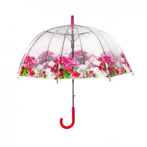 Зонт прозрачный "Букет", 83 см (красный)