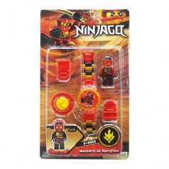 Уценка. Детский набор "Ninjago" с часами (красный) - не работает циферблат