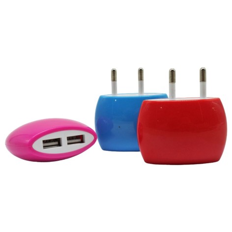 Заряджання сетевик на два виходи usb кольоровий