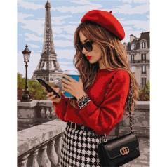 Картина по номерам "Девушка в Париже" 40х50см