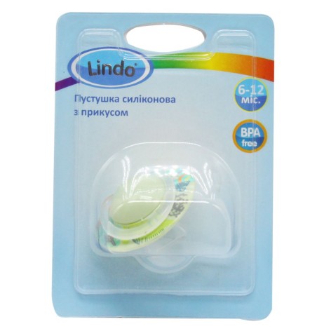 LI 407/6-12 Пустушка силіконова з прикусом (від 6 до 12міс) зелена