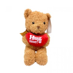 Мягкая игрушка "Мишка", высота 22см, сердечко, сидячая, пластиковые глаза (РЫЖИЙ)