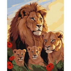 Картина по номерам "Семья львов" 40х50 см