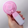 Вентилятор аккумулятор: 3.7 V, USB, легкий корпус, низкий шум, подставка (Розовый)