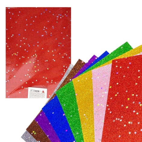 Набор цветной бумаги с глитером (21х29,7см), 8 листов