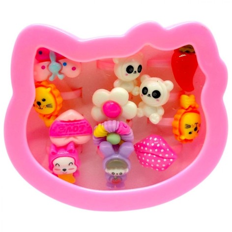 Кольцо пластиковое детское 12шт в подарочной кор. (КОТИК)