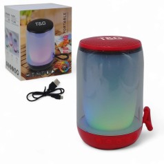 Колонка bluetooth, подсветка, от аккумулятора, micro USB, TF-карта, usb-слот, в коробке красная