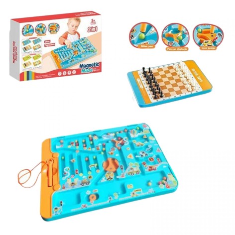 Магнитная игра 2в1 сортер, шахматы, магнитный стилус, в коробке