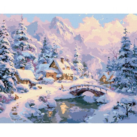 Картина по номерам "Зимний уют среди гор" 40х50 см