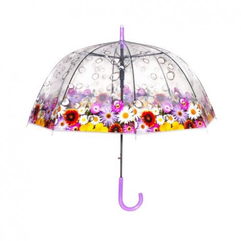 Зонт прозрачный "Букет", 83 см (сиреневый)