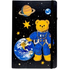 Блокнот "Мишка-космонавт" твердый переплет, А5 (ЧЕРНЫЙ)