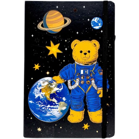 Блокнот "Мишка-космонавт" твердый переплет, А5 (ЧЕРНЫЙ)